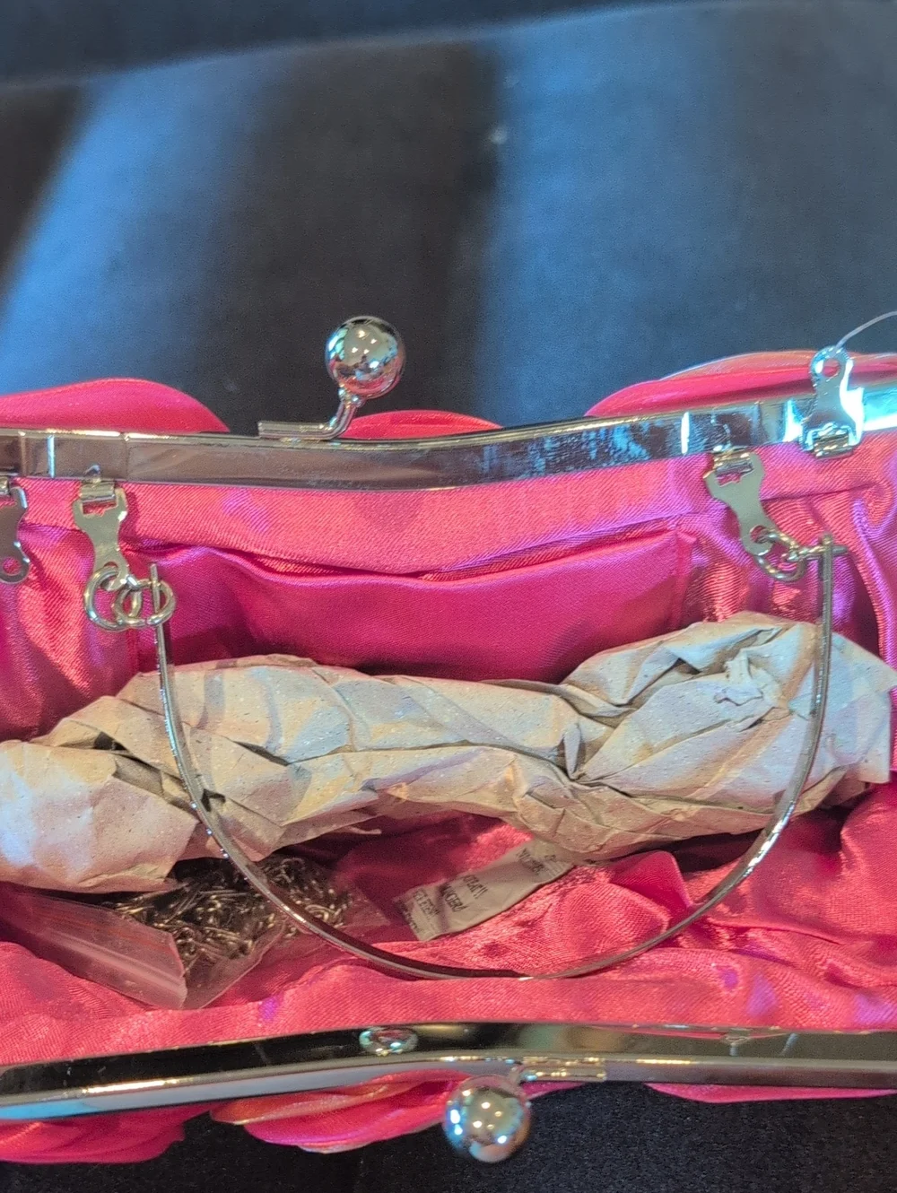 Pink Floral Rosette Clutch Handbag